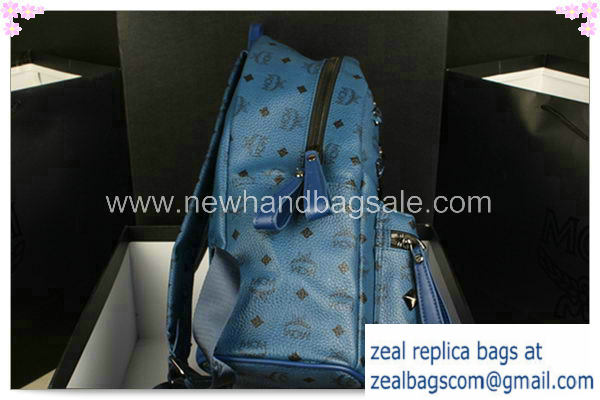 High Quality Replica AAAAAAAA Quality MCM Stark Backpack mini in Calf Leather 8031 RoyalBlue